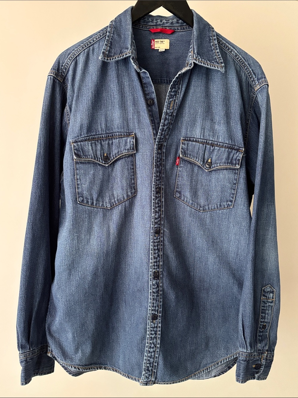 Levi’s Red Tab M Denim Chambray Shirt Western Workwear Long Sleeve